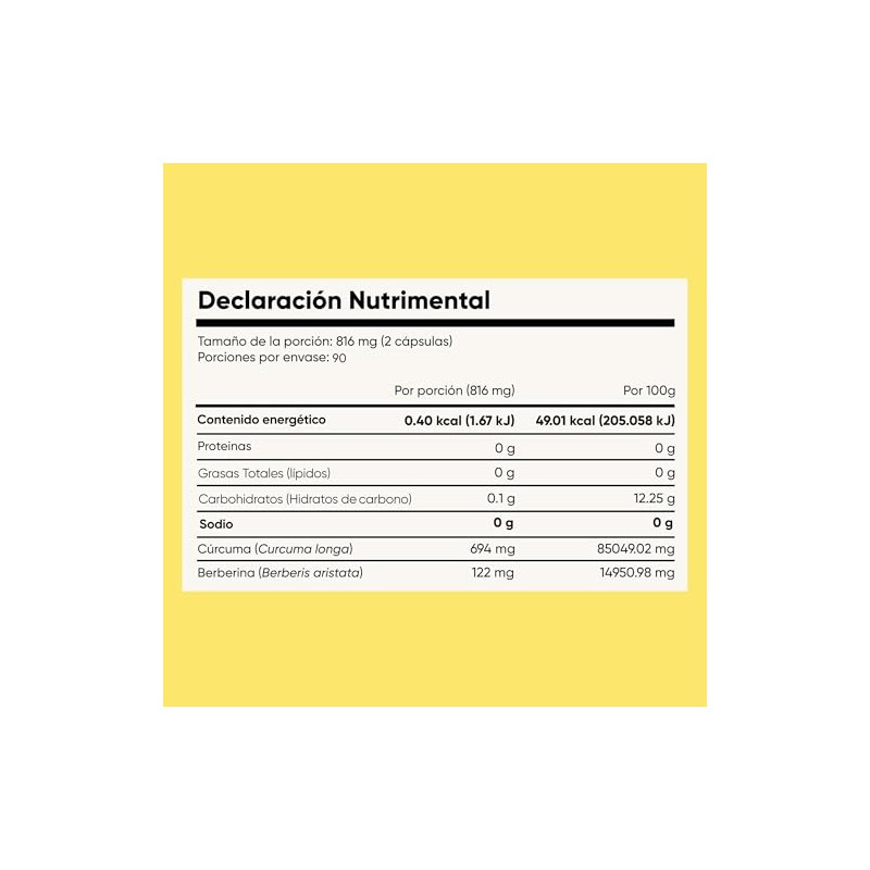 Berberina + Cúrcuma 180 Cápsulas Veganas Apoyo Cardiovascular homodeus