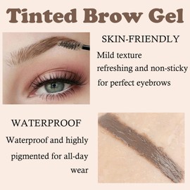 Tinted Brow Glue, Brow Tint, Instant Eyebrow Styler Tinted Brow Gel, Waterproof Tinted Eyebrow Gel with Brush, Long Lasting Brow Gel Tint for Fuller Looking Eyebrows(Taupe)