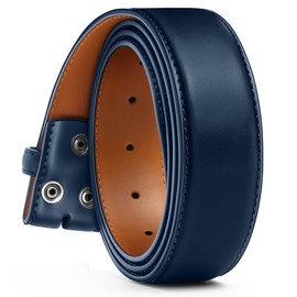 BULLIANT Leather Belts Strap 1 1/2" with Snaps No buckle for Men Belt Replacement(Purplish Blue,28"-30" Waist Adjustable)