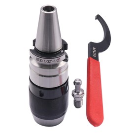 BestParts 1/32" - 1/2" Integrated Self-Tightening Keyless Drill Chuck Tool Holder with BT30 Integral Shank, included 1pc Spanner Wrench APU13 and 1pc BT30 Pull Stud, Workholding For CNC Milling Lathe