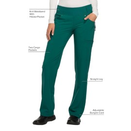 Iflex Scrubs for Women, Yoga-Inspired Knit Waistband Scrub Pants CK002, L, Hunter Green