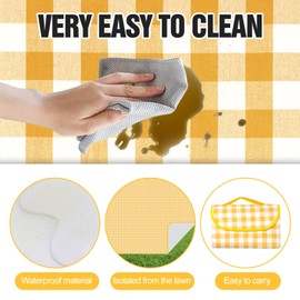 Waterproof Picnic Blanket, 3 Colours, Camping Mat, Portable Folding Beach Mat, Picnic Blanket with Handles for Outdoor Camping, Travel, Parks, Beach, Lawn (Yellow, XL)
