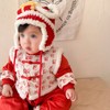 Chinese New Year Baby Romper Cotton Vintage Coil Buckle Festive
