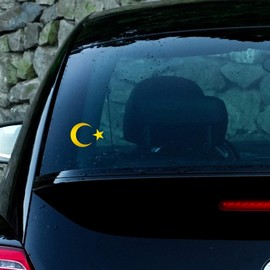 ANGDEST Islam Muslim Halfmoon Star (Metallic Gold) (Set of 2) Premium Waterproof Vinyl Decal Stickers for Laptop Phone Accessory Helmet Car Window Bumper Mug Tuber Cup Door Wall Decoration