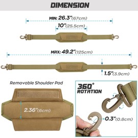 WYNEX Shoulder Strap Pad for Tactical Bag, Universal Bag Strap with Removable Thick Padding, Single Shoulder Strap as Replacement for Duffel Bag, Crossbody Bag