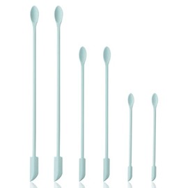 Cooptop 6 Pieces Multi Size Makeup Spatula, Beauty Spatula, Mini Small Silicone Spatula Set for Beauty and Kitchen, Tiny Scraper for Jar, Kitchen Bottles, Cosmetic (Macaron Blue)