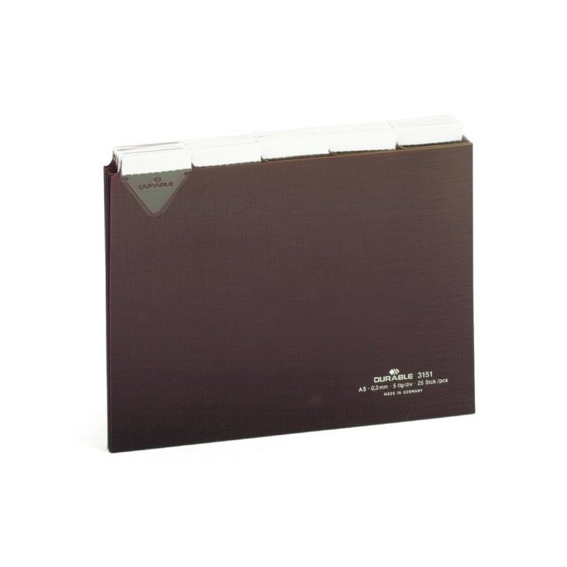 Durable 315111 25 Piece A5 Index Card with Welded Tab