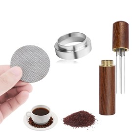 Nasml 1.7mm Thickness 150μm Espresso Puck Screen 316 Stainless Steel Fits Portafilter, Espresso Dosing Funnel Magnetic, Espresso Coffee Stirrer 5 Needles 0.4mm Espresso Distribution Tools (51mm)