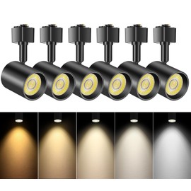 TuyuBEE L Type LED Track Lighting Heads 5 Color Track Light Heads Dimmable Kitchen Fixture Ceiling, 2700K 3000K 4000K 5000K 6000K Adjustable, Flicker Free CRI90+ 24° 10W 800lm, Black 6 Pack