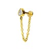PIERCINGLINE Titanium Labret with Push Fit Crystal Drops + Chain