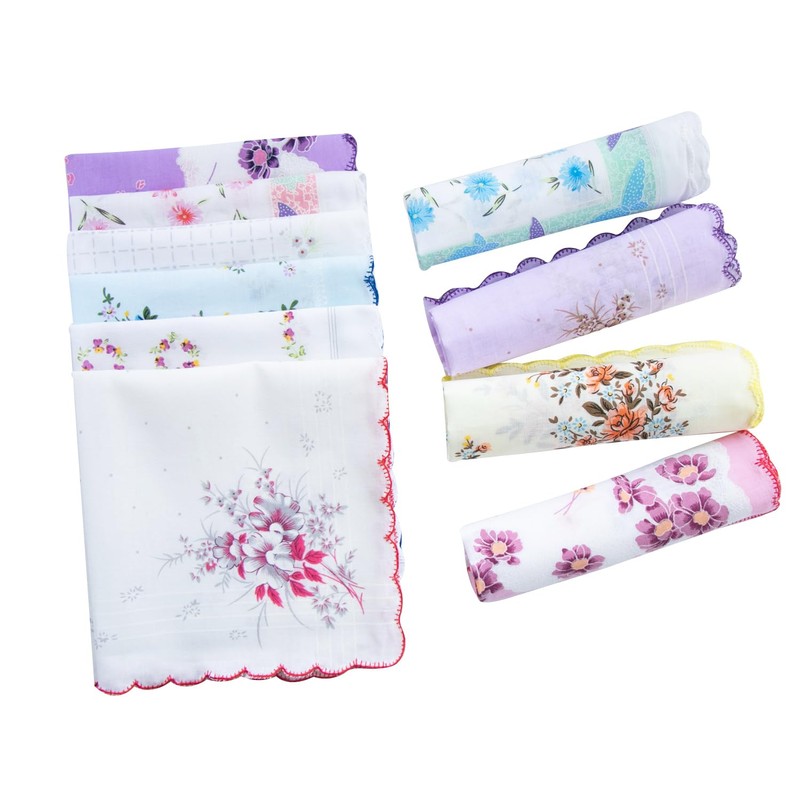 La closure Women's 100% Cotton Handkerchiefs Print Floral Handkerchief Assorted