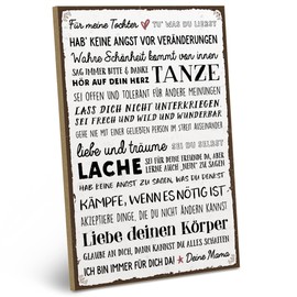 ARTFAVES® Wooden Sign with Saying - ‘Für Meine Tochter’ | Shabby Chic Vintage Look Gift for Love / Mum / Mother / Child | Size: 19 x 28 cm.