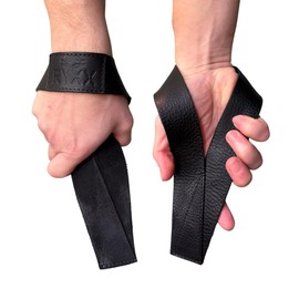 RYXX Premium Leather Weightlifting Straps | Versatile lifting straps made for Grip | Quality gym accessories for Men and Women | Weight lifting straps | Made in the UK | (Black - Max Strengh)