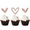 Unimall Global Pack of 24 Rose Gold Glitter Heart Cupcake
