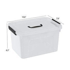 Sosody 6 Quart Plastic Storage Bins with Handles, Small Clear Lidded Storage Bins, 6 Packs