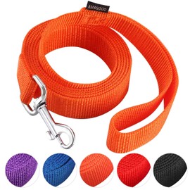 AMAGOOD 6 FT Puppy/Dog Leash, Strong and Durable Traditional Style Leash with Easy to Use Collar Hook,3/8" 5/8" 3/4" 1" Dog Lead Great for Small and Medium and Large Dog(Orange,1" x 6 Feet)