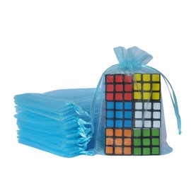 50 Pcs Gift Organza Bags Baby Blue Drawstring 5x7 inch for Baby Shower,Christmas,Wedding,Party Favors,Bridal Shower,Birthday,Sheer Fabric Mesh Clear Wrap Storage Containers Sachet for Jewelry,Candy