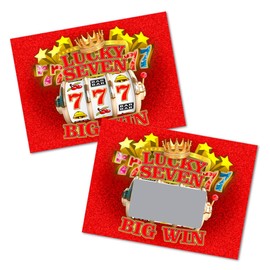 RokAPary Lucky 7 Scratch Off Game Cards, Slot Machine 25 Count Bulk Game Cards for Business Party Prizes, Promotions, Employee Rewards, Fundraisers, and Casino Events. Made in USA, Red