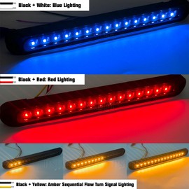 PSEQT 3 Color Trailer Tail Brake Stop Turn Signla Running LED Lights Bar Amber Red Blue Rear Identification Marker Waterproof Light Strip for Trailer Truck Pickup Offroad RV ATV UTV Bus Van, 2Pcs