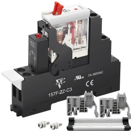 24V AC Relay Electromagnetic Relay 8 Amp 8Pin DPDT 2NO 2NC with Test Button, LED Light Module and Socket Base UL Certification (8 Pin- 5A, AC 24V)