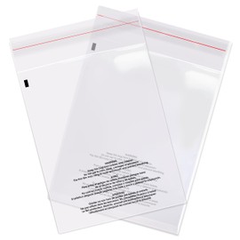 Spartan Industrial - 12” X 15” (500 Count) Self Seal Clear Poly Bags with Suffocation Warning for Packaging, T Shirts - Resealable Glue