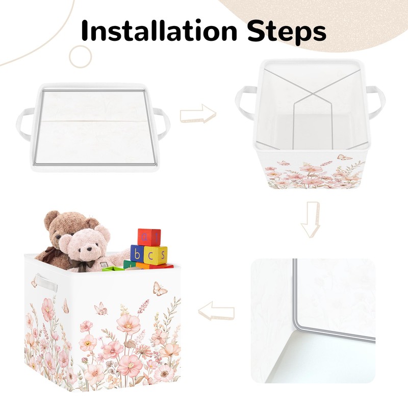 Clastyle 11.8" Flower Storage Basket Set of 3 for Kid