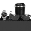 BSTcentelha Mens Faux Leather Quartz Analog Watch Belt Keychain Sunglasses