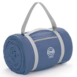 STOVER Outdoor Waterproof Fleece Blanket for Camping, Picnics, Stadiums, Sports, The Beach– Warm, Windproof, Sand-Resistant, Compact with Elastic Band (Steel Blue)