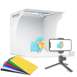 PULUZ Mini Photo Studio Light Box Photography Mini Shooting Tent Kit Portable Folding Small Photo Light Box with 6 Color EVA Backdrops Ring Panel for Small Item Display 24cm x 23cm x 23cm