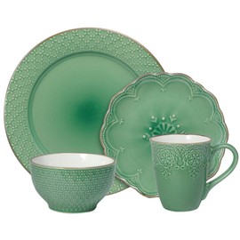 Pfaltzgraff French Lace Dinnerware Set, 16 Piece, Green