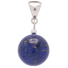 Pendant made of real lapis lazuli & 925 silver smooth blue dark blue ladies