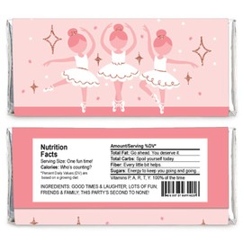 Big Dot of Happiness Tutu Cute Ballerina - Candy Bar Wrapper Ballet Birthday Party or Baby Shower Favors - Set of 24