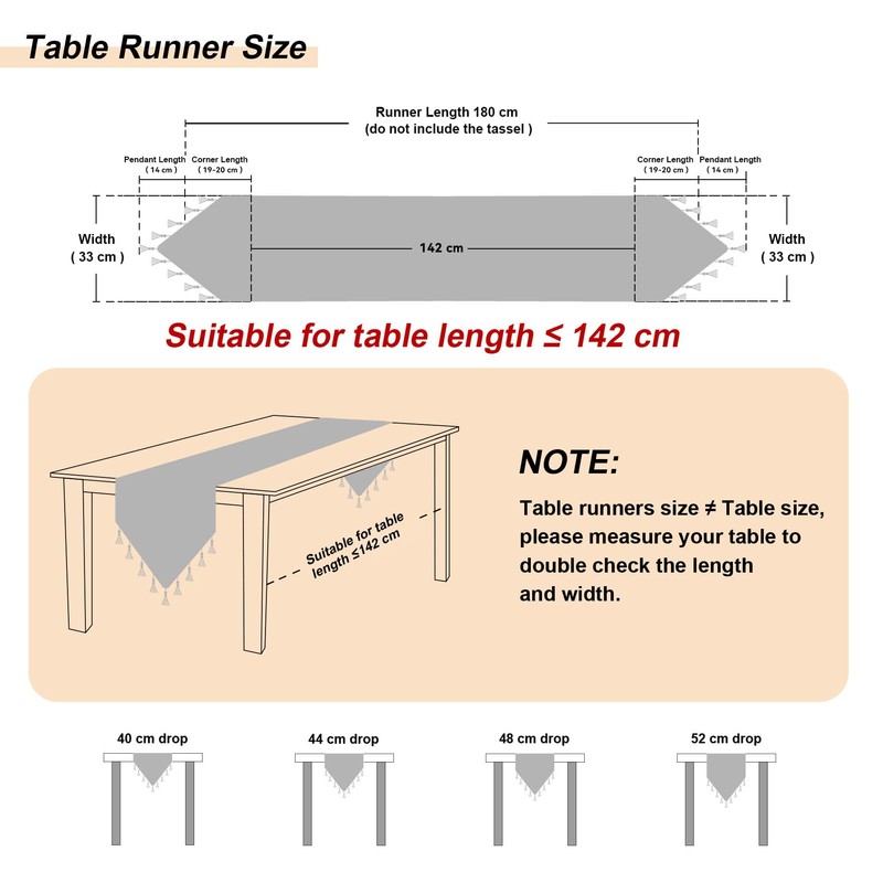 TOPLUXE Table Runner with Tassels, Jacquard Table Runner for Dining
