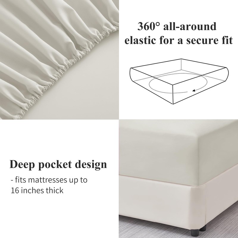 Aisbo Double Fitted Sheet Linen - Extra Deep Pocket Bed