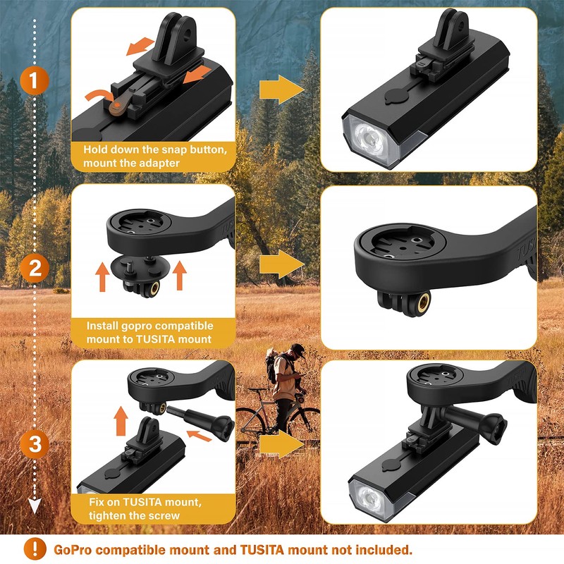 TUSITA Go'Pro Mount Adapter Compatible with CatEye Bicycle Light