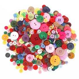 Abeillo 200 PCS Assorted Sizes Buttons for Sewing, Round Multicolored 4 Holes Resin Buttons for Crafts Sewing DIY Painting Ornament Buttons, 2 Holes and 4 Holes (Multicolour)
