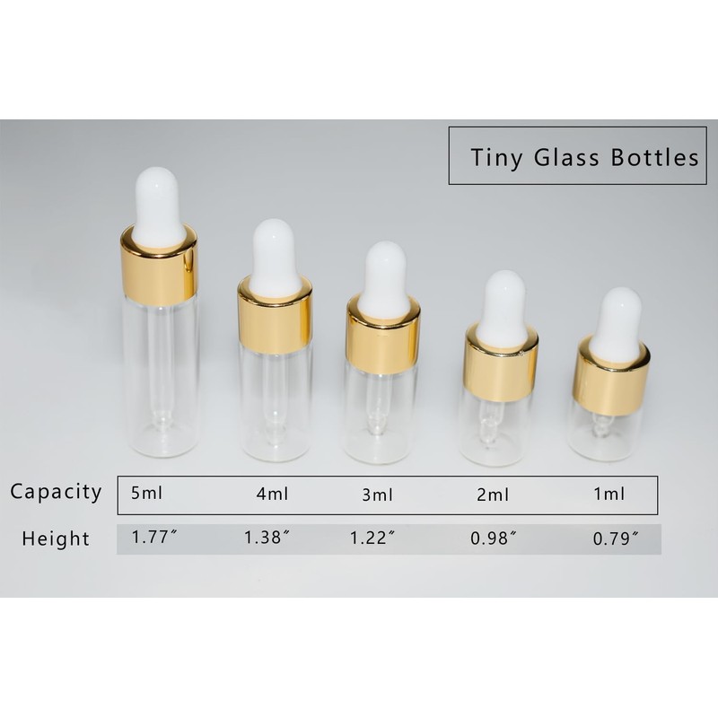 Hustar Small Dropper Bottle, 10pcs 5ml Mini Sample Dropper Bottles