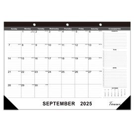 TOWWI Desk Calendar 2025-2026, Large Wall or Desktop Monthly Calendar for Daily Schedule, Office, Home - 16.7x11.6 inches (Black)