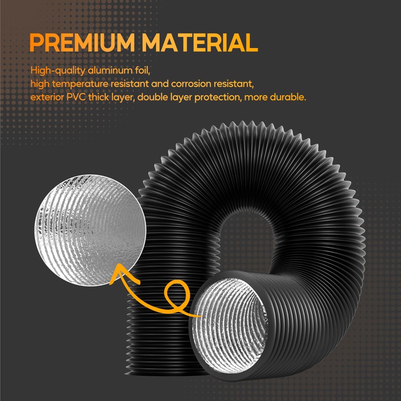 HealSmart 4" 16 Ft Aluminum Ducting Flexible, Heavy-Duty Four-Layer Protection