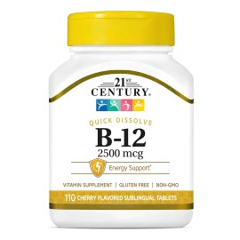 Suplemento Tabletas Sublinguales 21st Century Vitamina B12 Sabor Cereza Bote 110 Unidades