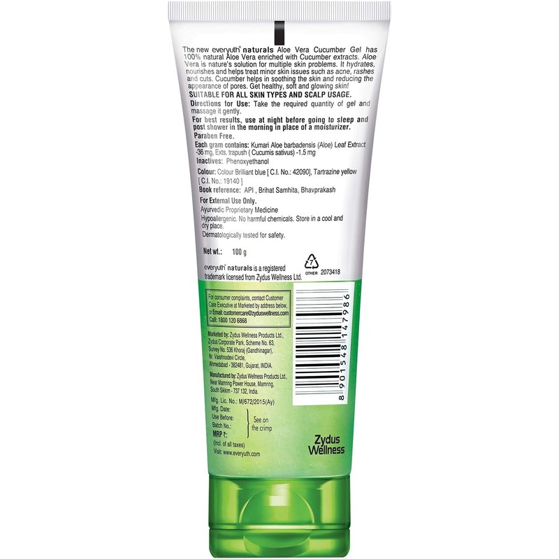 Everyuth Gel Nutritivo Natural De Aloe Vera Y Pepino, 100