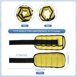 PATIKIL 10 Lbs Total/ 5 Lbs Each Adjustable Ankle Weights 2 Pcs Wrist Leg Arm Weights Sandbags for Women Men Strength Training Weight Yoga Jogging Walking Aerobics, Yellow