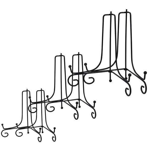 BELLE VOUS 6 Pack Plate Display Stands - 3 Sizes