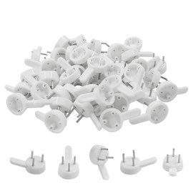 Hordion 50 PCS Plastic Hangers Photo Frame Hanging Hooks, Traceless Wall Hooks Concrete Wall Picture Hangers, Hardwall Traceless Nail for Hanging Picture, Photo, Frame(25*15mm)