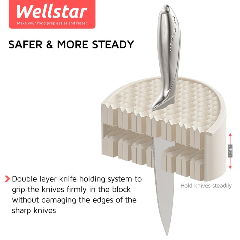 Universal Knife Block Holder for Kitchen, WELLSTAR Knife Stand without