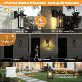 Roravilia Motion Sensor Outdoor Light for House with GFCI Outlet, 18” Large Dusk to Dawn Exterior Light Fixture IP65 Waterproof Exterior Lantern Porch Light Patio Garage Wall Sconce, 2 Receptacles