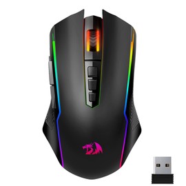Redragon Wireless Gaming Mouse, Tri-Mode 2.4G/USB-C/Bluetooth Mouse Gaming, 10000 DPI, 6 Modes RGB Backlight, 9 Buttons Fully Programmable, Wireless Computer Mouse for Laptop PC Mac, Black