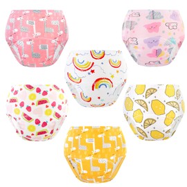 Nutyomi Baby Cotton Training Pants 6 Packs Toilet Training Underpants Absorbent Toddler Potty Training Underwear for Girls 4T-5T