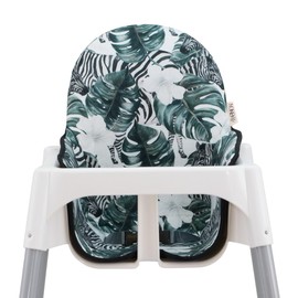 JYOKO Kids High Chair Cushion Compatible with IKEA Antilop 100% Cotton + Foam+ 3D Air Confort Made (Zebra)