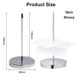 Note Stick, Receipt Holder, Receipt Fork, Receipt Stick, Memo Halter Spike, Restaurant Check Spindle, Paper Spike Holder, Receipt Holder, for Bars, Offices, Silver, 2 Pieces